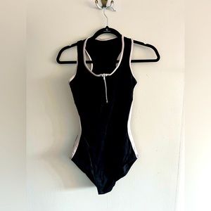 Sporty black and white leotard